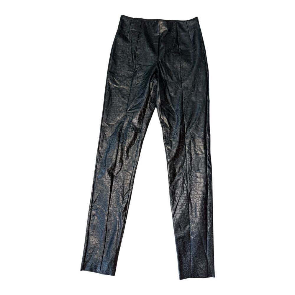 NEW Topshop Women's Black Croc Embossed Faux Leather Pants Size 4 NWT